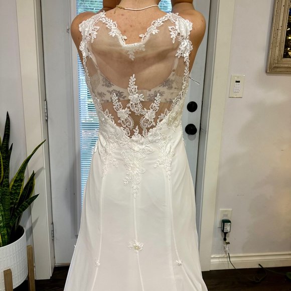 Alfredo Angelo Chiffon Wedding Dress Sweetheart Lace Applique Gown with … - Picture 9 of 14